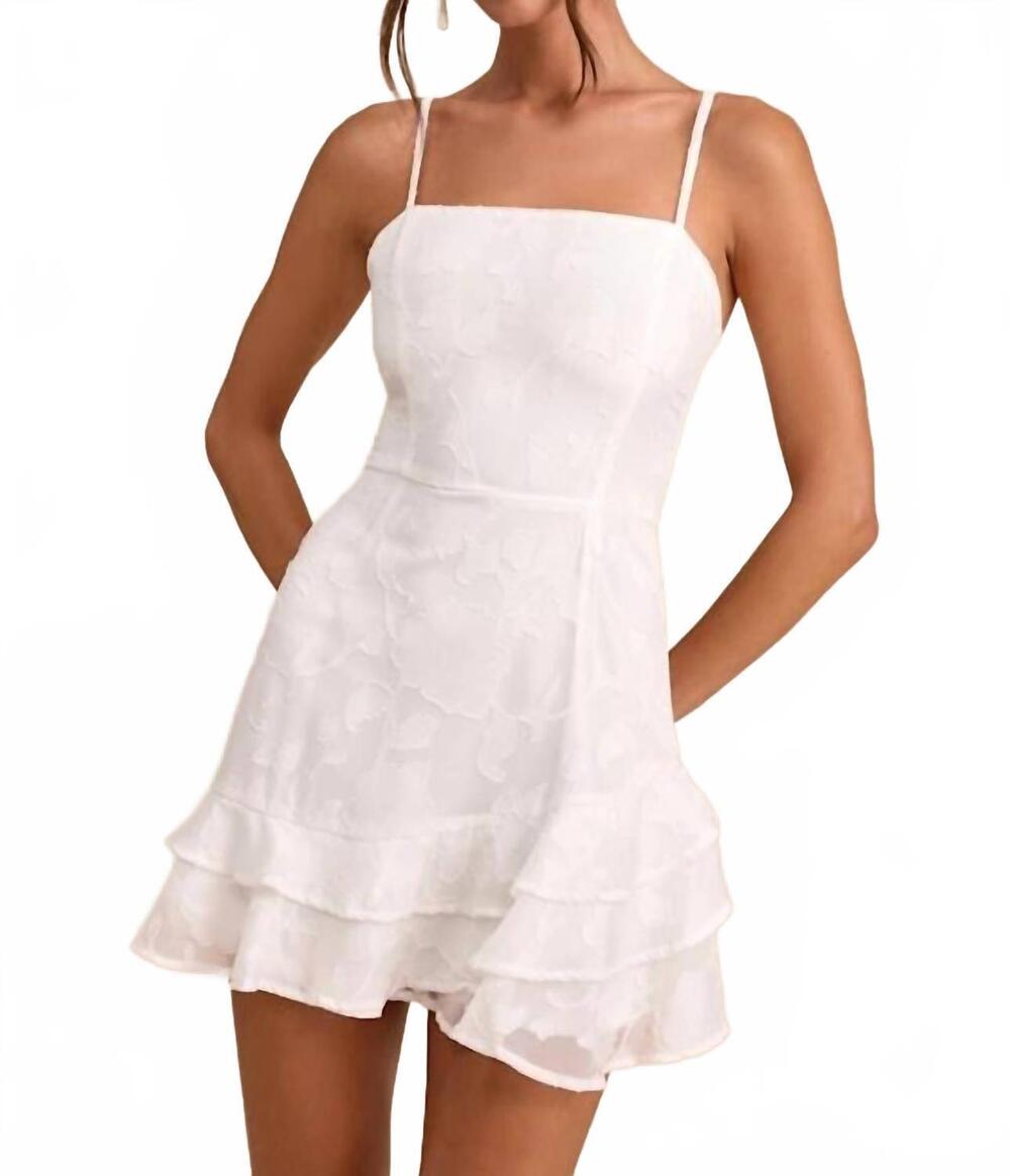 NEW LULUS days with you floral burnout ruffled mini dress in white